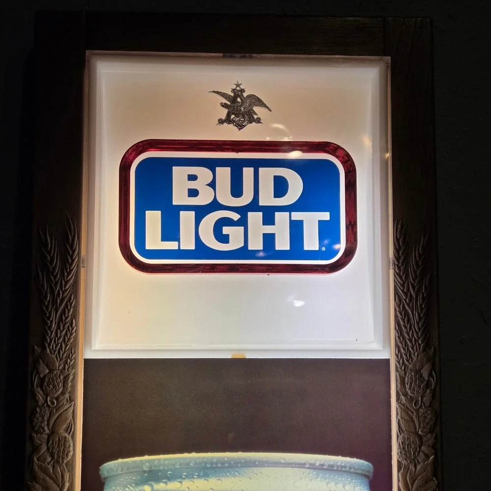 Bud Light Beer Lighted Bar Wall Sign Man Cave Anheuser Busch Vintage 1988 Tested
